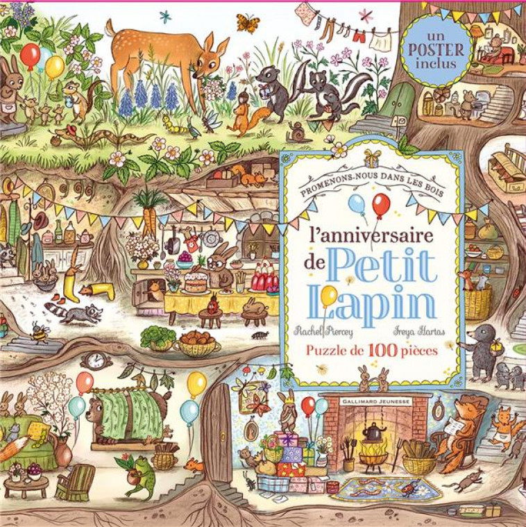 PROMENONS-NOUS DANS LES BOIS - L-ANNIVERSAIRE DE PETIT LAPIN - PUZZLE DE 100 PIECES - PIERCEY/HARTAS - NC