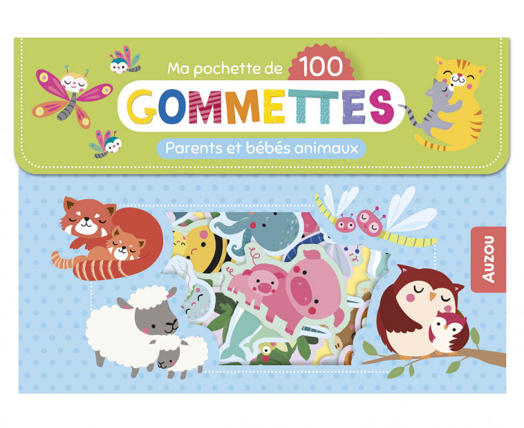 MA POCHETTE DE 100 GOMMETTES  - PARENTS ET BÉBÉS ANIMAUX - Inga Wilmink - AUZOU