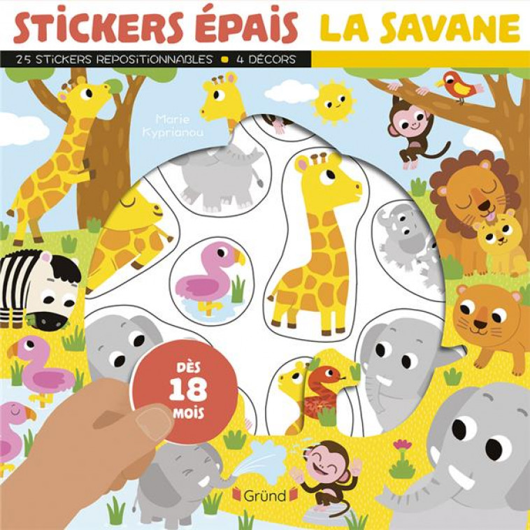 STICKERS EPAIS - LES ANIMAUX DE LA SAVANE - KYPRIANOU MARIE - NC