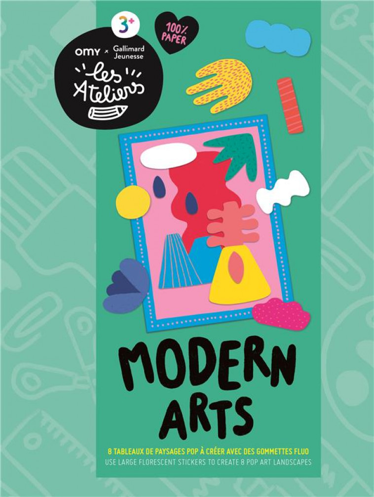 MODERN ARTS - 8 TABLEAUX DE PAYSAGES POP A CREER AVEC DES GOMMETTES FLUO - COLLECTIF - NC