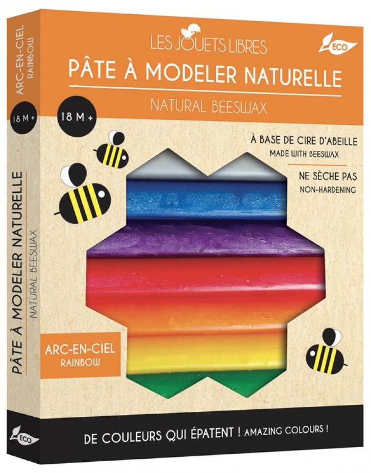 PATE A MODELER CIRE D'ABEILLE - 4 COULEURS ARC-EN-CIEL - JOUET - XXX - NC