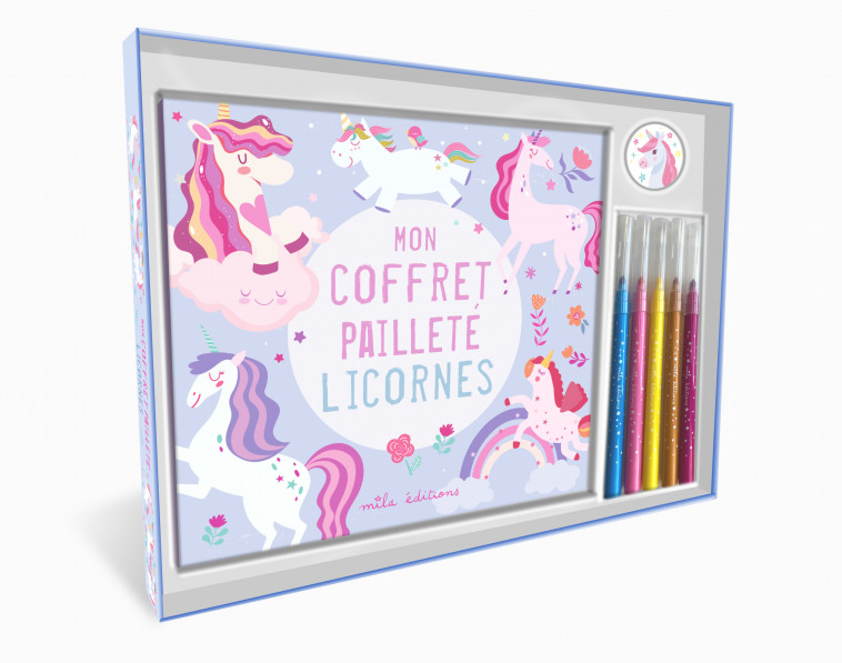 Mon coffret pailleté - Licornes - Collectif  - MILA