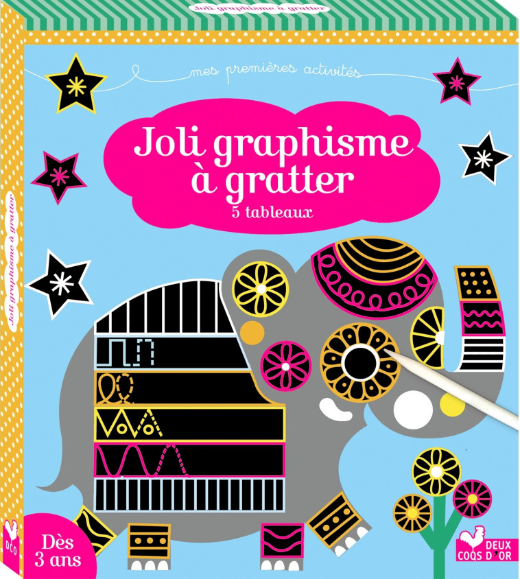 Joli graphisme à gratter  6 tableaux - Estelle Tchatcha - DEUX COQS D OR