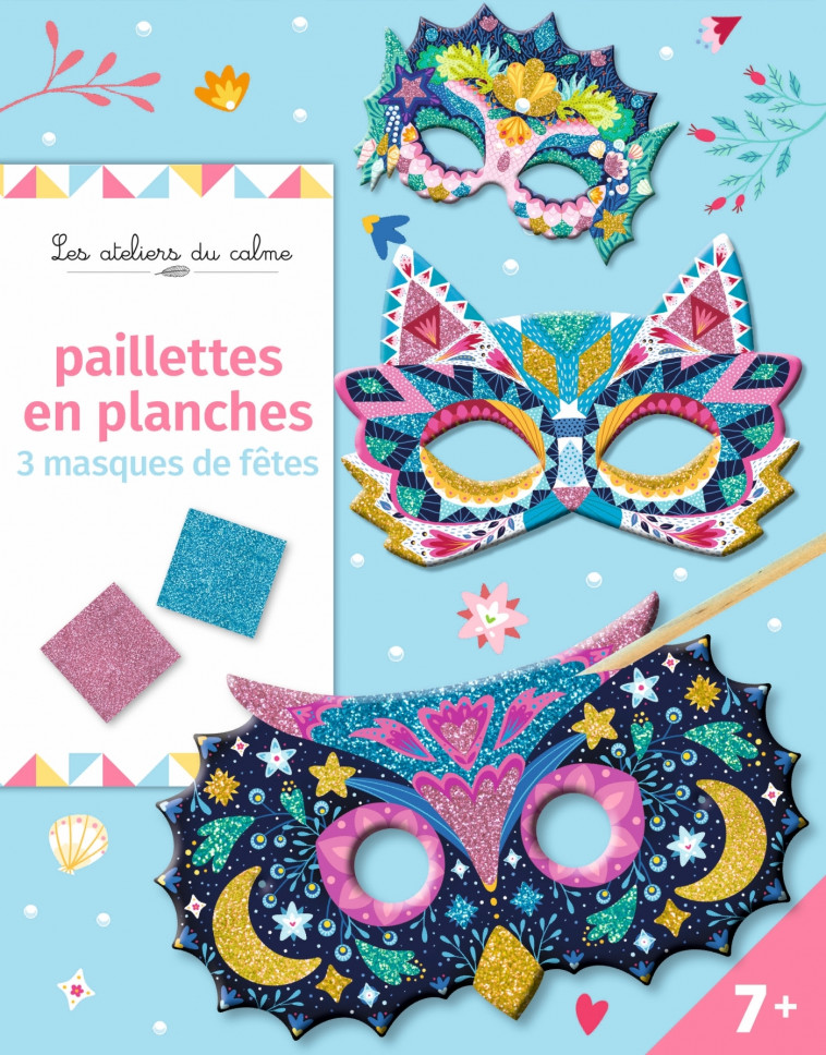 Paillettes en planches masques - pochette avec accessoires - Léa Fabre - DEUX COQS D OR