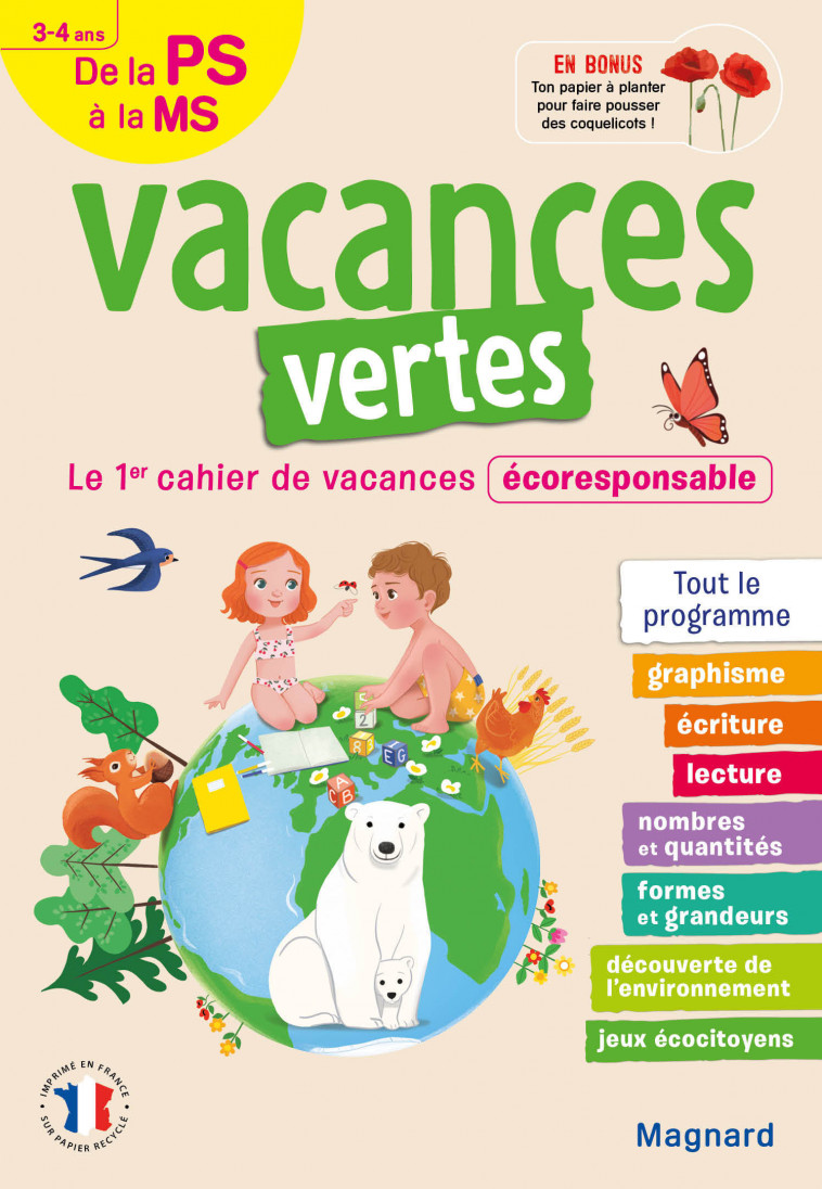 Cahier de vacances 2023, de la PS vers la MS 3-4 ans - Vacances vertes - Emilie FORNY, Julie BRACCHI - MAGNARD