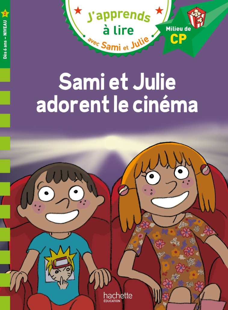 Sami et Julie CP niveau 2 Sami et Julie adorent le cinéma - Sophie De Mullenheim - HACHETTE EDUC