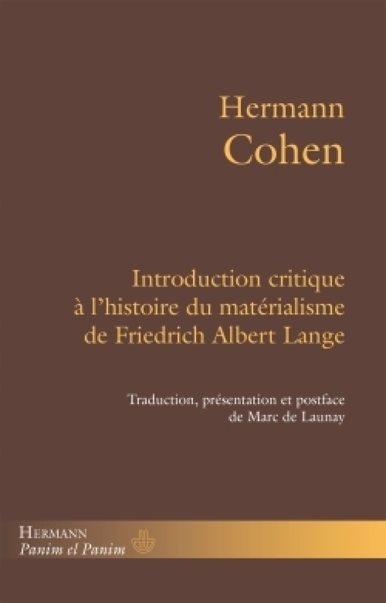 Introduction critique à L'histoire du matérialisme de Friedrich Albert Lange - Hermann Cohen - HERMANN