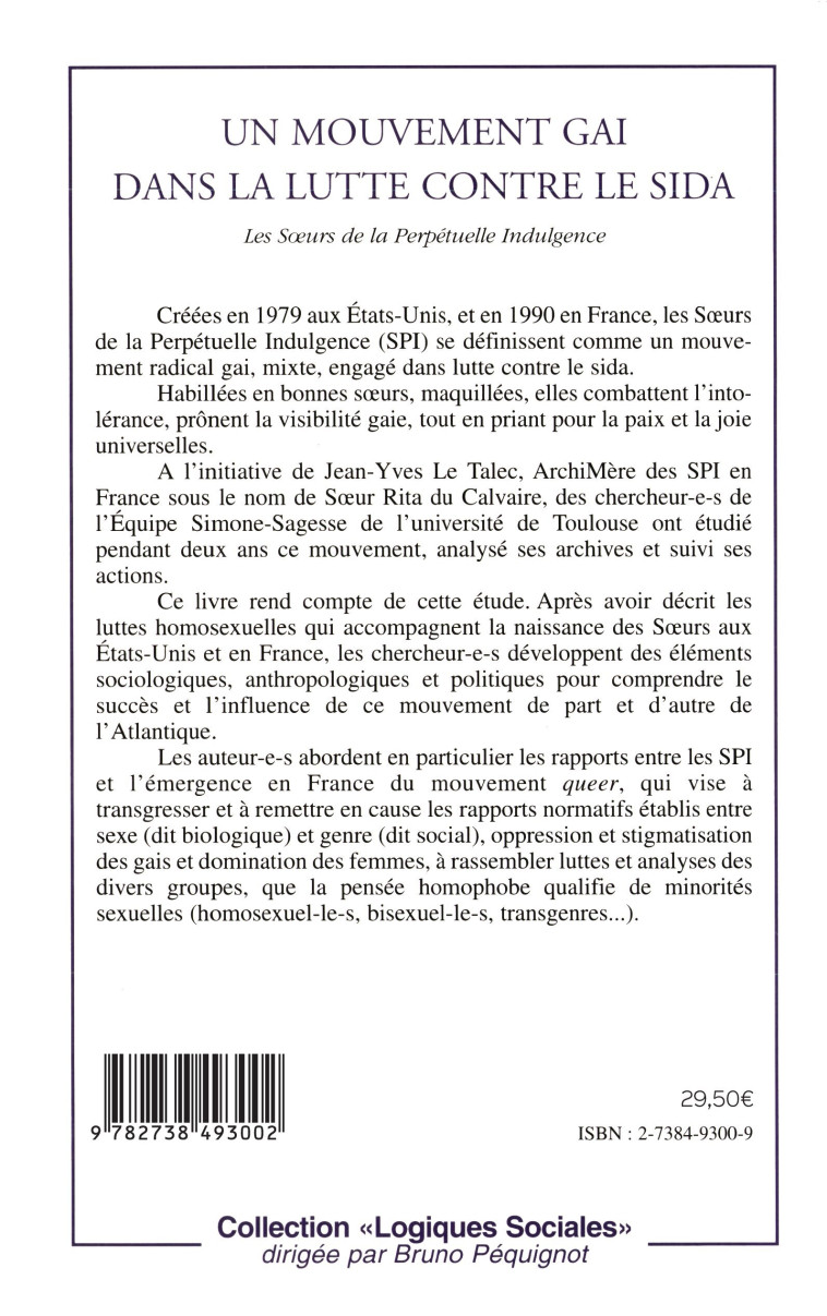 MOUVEMENT (UN) GAI DANS LA LUTTE CONTRE LE SIDA - Jean-Yves Le Talec - L'HARMATTAN