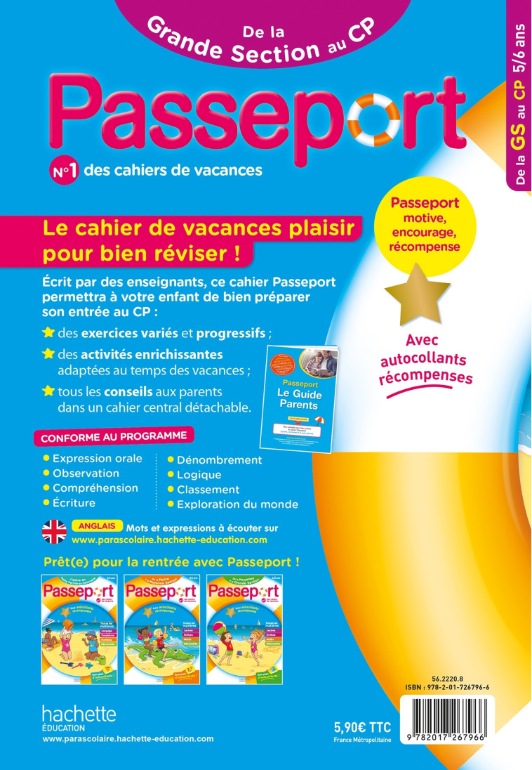 Passeport Maternelle - De la Grande Section au CP (5-6 ans) - Bernard Jenner, Guy Blandino, Nadia Poure, Thérèse Bonté - HACHETTE EDUC